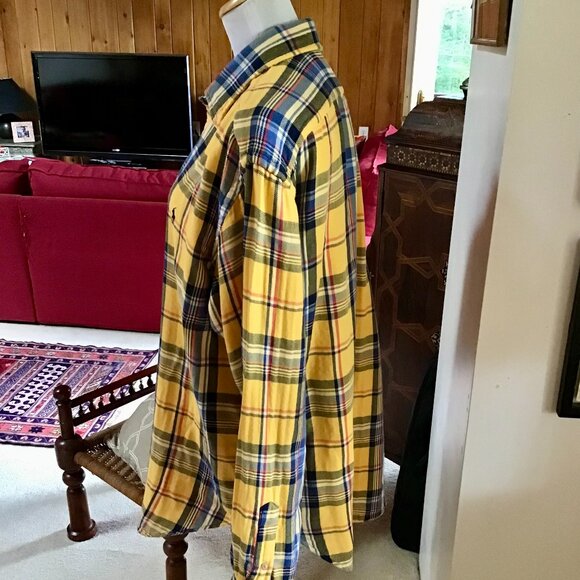 RALPH LAUREN Men’s Yellow, Blue and Red Plaid Flannel Classic Fit Shirt – L - Picture 5 of 12